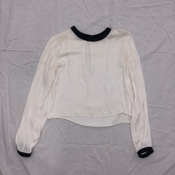 Zara Silky Blouse with Faux Leather Detail